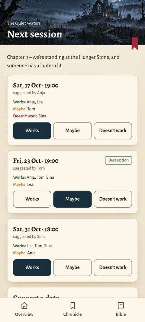 Taleward app: Scheduling